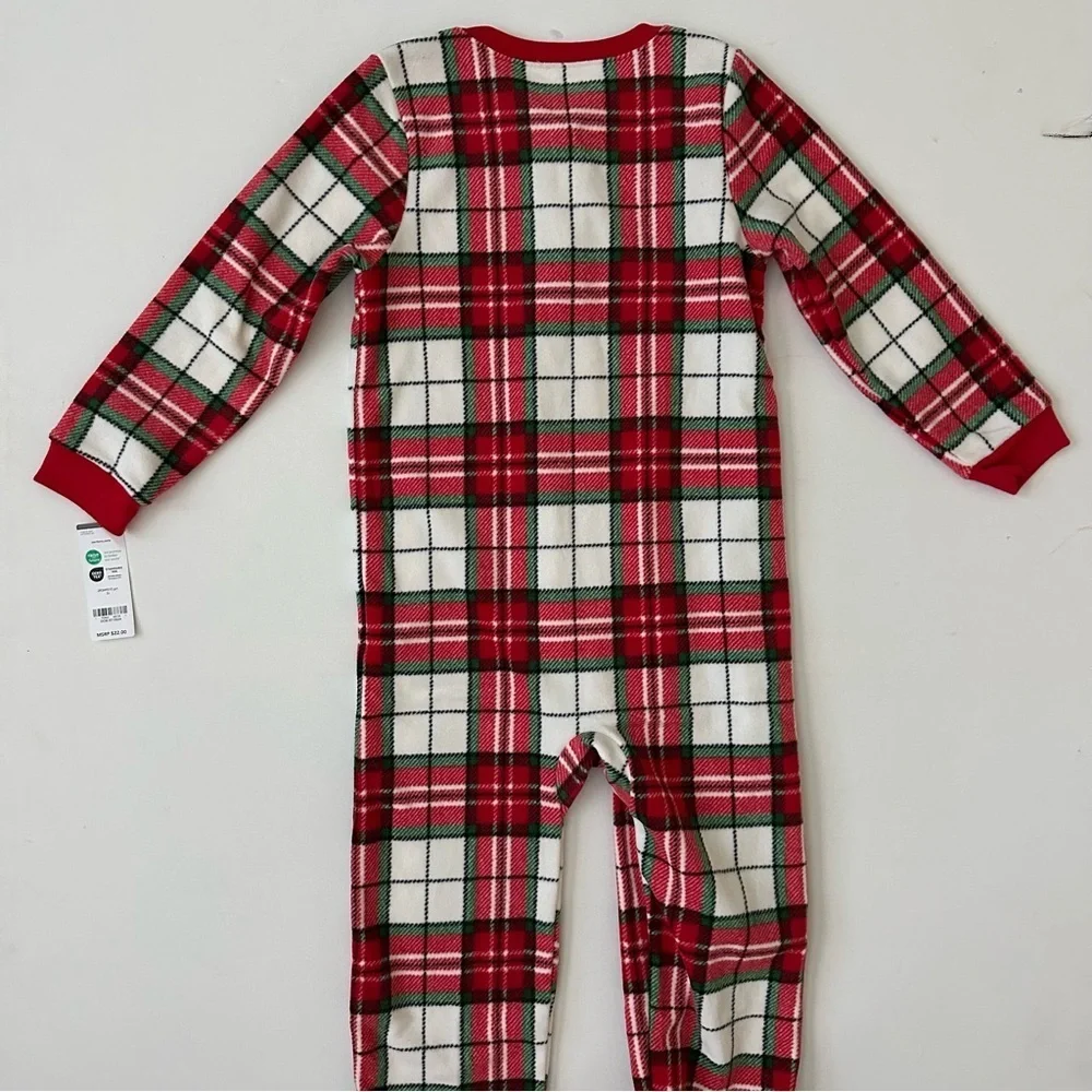 Carter's Red and White Plaid Footed One Piece Pajama Size 5T
